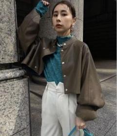 【nonnon様】ROUND SHORT FAKE LEATHER JACKET nonnon様】ROUND SHORT FAKE LEATHER JACKET