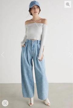 rienda モノグラムロゴJ/WタックDENIM PT リエンダ　デニムパンツ rienda モノグラムロゴJ/WタックDENIM PT BLK -ファッション通販