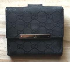 GUCCI グッチ 二つ折り 財布 GG キャンバス レザー ブラック