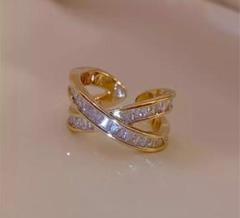 493 ゴールド リング czダイヤモンド ジルコン 韓国 結婚式 ジュエリー