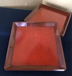 美品】「母」 讃岐彫 四方膳 讃岐膳 讃岐盆 2枚 尺2寸（40911D25