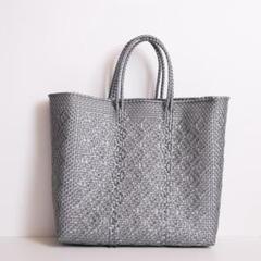 新品未使用‼️✨シルバー　カゴバッグ 限定即納 ] SILVER MIX kago-bag / M / BLUE | meong blue