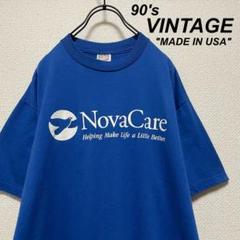 【USA製】 90's ヴィンテージ プリントTシャツ ブルー 綿ポリ50%