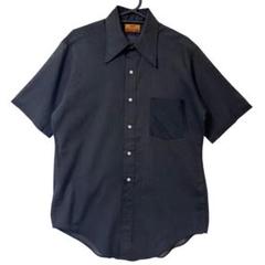 90s 00s VANHEUSEN 半袖 シャツ 黒 レーヨン 格子 古着 L - メルカリ
