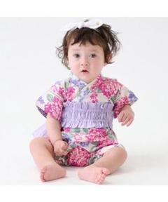 プティマイン ベビー　甚平　ロンパース　浴衣　紫陽花　アジサイ