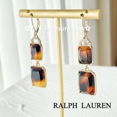 K902/RALPH LAUREN/琥珀色矩形2連ゴールドピアス - メルカリ