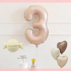 【3】くすみピンク 数字バルーン 記念 フォト 誕生日 お祝い 飾り付け★☆