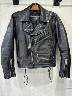 美品　ショット　ハイウェイマン　シングルライダースジャケット　チェック　黒 60s Highwayman シングルライダース レザージャケット