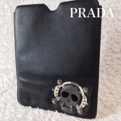 PRADA プラダ iPad アイパッド ケース スカル ブラック レディース