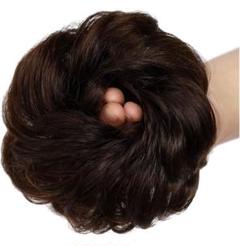 おだんごシュシュ ブラジリアンヘアメッシ エクステンション エクステ ブラウン