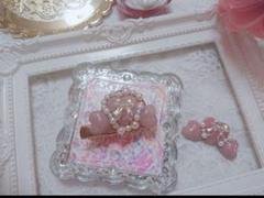 ハートの天使の羽根 リボン ブローチ クリップ ハンドメイド