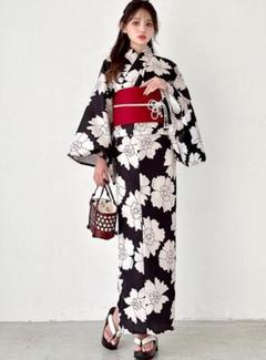 ◆ノー皺加工最高級カルキュロ◆変わり織り菊古典絞り風黒浴衣◆しわにならない浴衣★ ◇ノー皺加工最高級カルキュロ◇古都薫る古典黒菊の浴衣◇しわに