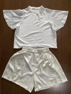 X5157キッズセットアップ　女の子Tシャツとハーフパンツセット140 ホワイト