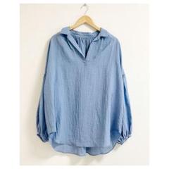 m311_IENA 極美品✨ヴィンテージワッシャーギャザーシャツブラウス ブルー