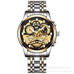 w03 メンズ腕時計 KASRLUO 透かし彫りコンビ スケルトン 新品