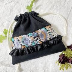 ★早い者勝ち★ハンドメイド‪☆インド刺繍☆巾着ポーチ【新品未使用】