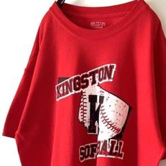 ギルダン キングストン ソフトボール K Tシャツ レッド 赤 古着