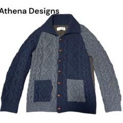 超爆安 Athena Designs 厚手カーディガン クレイジーパターン クルミ トップス