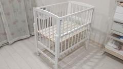 札幌より手渡しのみ 美品 ノモック ツーオープンベビーベッド ホワイト
