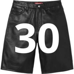 Supreme 25SS W30レザーショートパンツ ブラック