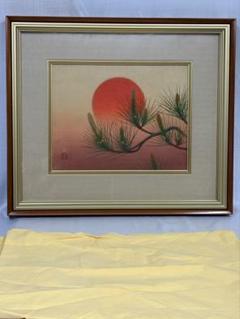 佐々木麦、【落葉の頃】、希少な画集画、新品高級額・額装付