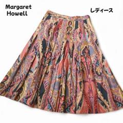 マーガレットハウエル ペイズリー柄 プリーツフレアスカート M相当 極美品