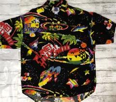 【メーカー直送】 90s】 PLANET メルカリ - L相当 黒 総柄アロハ 海外古着 HOLLYWOOD トップス