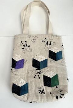 【ハンドメイド】パンダ柄パッチワークトートバッグ /お散歩バッグ
