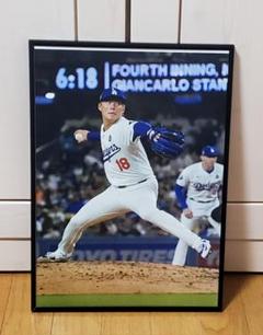 24時間限定タイムセール 祝ドジャース山本由伸 MLB WS制覇！A3サイズポスターフレーム 記念グッズ
