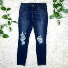 美品　アメリカンイーグル　クラッシュ加工　ハイライズジェギング　US10