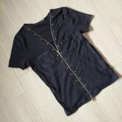 黒 半袖トップス ジッパー付き