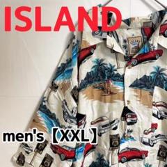 Y398【Island】半袖総柄アロハシャツ【XXL】クリーム
