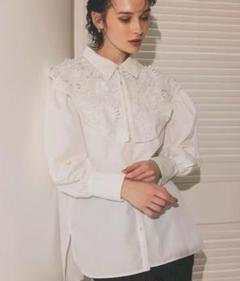 美品】ドノバンレディースブラウス長袖フリルリボン2way 白