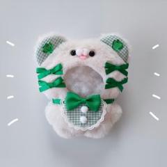 ちびぐるみ ぬい服 11cm くま オフホワイト×グリーン 緑
