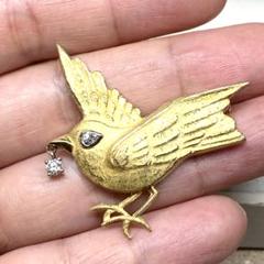 田宮千穂☆美品☆K18YG×Pt900☆ダイヤ0.16ct☆作家物ブローチ 田宮千穂☆美品☆K18YG×Pt900☆ダイヤ0.16ct☆作家物ブローチ
