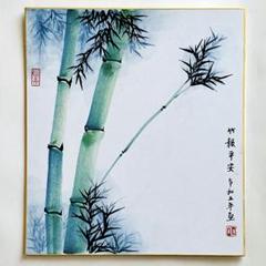 直筆水墨画　彩墨画「青竹」美術品　絵画　インテリア　吉祥　長寿　縁起物
