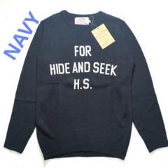 ↓HS×Healthkint コラボ M NAVY クルーネックセーター 未使用 HS×Healthkint コラボ M NAVY クルーネックセーター 未使用