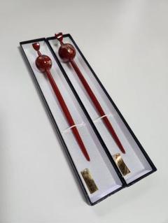 京都 かづら清 本漆純金蒔絵 玉かんざし 2本 藤の花 桜