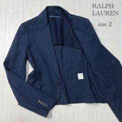 RALPH LAUREN リネン混テーラードジャケット　裏地シルク　ネイビー　Sのサムネイル