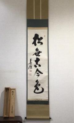 Ｊ４５３　掛軸　大徳寺　西垣宗興　『松無古今色』　共箱　『真作』　肉筆　一行書 消費税無し 書画】前大徳 西垣宗興筆 「松無古今色」一行書 肉筆