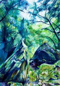 翡翠 透明水彩 自然風景 水彩画 A4 夏 風景画 ホルベイン インテリアのサムネイル