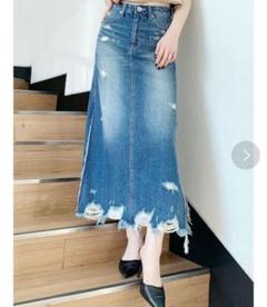 完売品　タグ付　GYDA ジェイダ　ダメージデザイン デニム ロングスカート 完売品 タグ付 GYDA ジェイダ ダメージデザイン デニム ロング