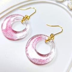 ハンドメイド レジン アクセサリー ピアス 大人可愛い 薄いピンク