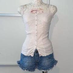 LIZLISA 希少 ライトブルー フリルレース キュロット LIZLISA♡水色 レース装飾 フレアキュロット