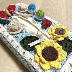 ティッシュカバー&ドイリー　バンドメイド ハンドメイド☆ボックスティッシュカバー☆ティッシュケース☆夏