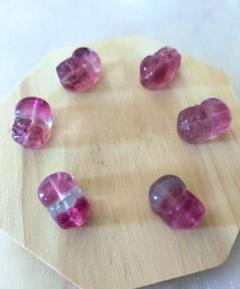貔貅　天然石　フローライト　　アクセサリーパーツ　6点