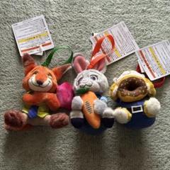 ズートピア　ニック　ジュディ　クロウハウザー　ぬいぐるみストラップ3点セット ズートピア ニック ジュディ クロウハウザー ぬいぐるみ