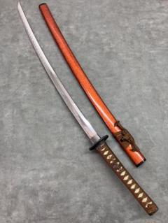 ⑤【模造刀/居合刀】長刀 金属製　鍔　武具　コレクション　 一点もの