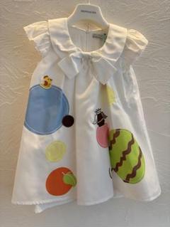 香港　カラフルドット刺繍ノースリーブワンピース　3才