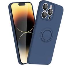 ✨iPhone 14 ProMax シリコーン スマホケース リング ブルー